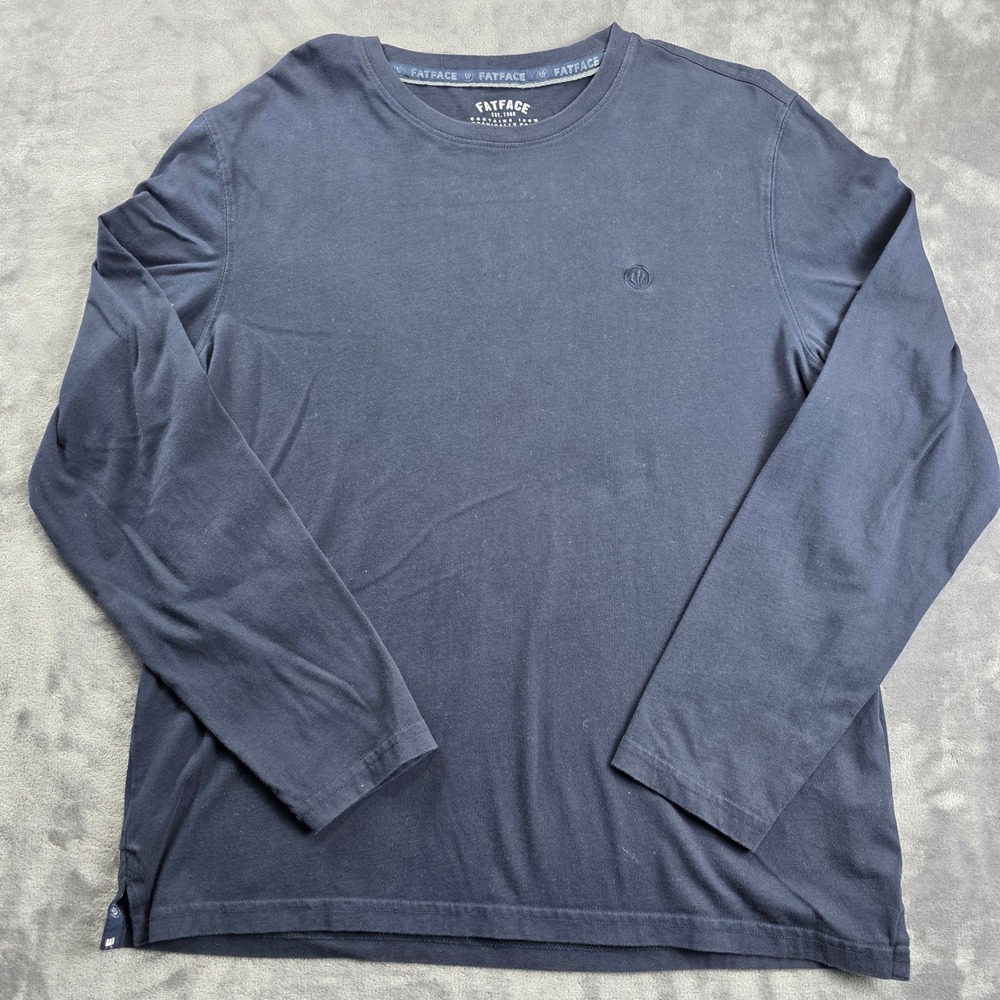 FatFace Long Sleeve T-Shirt Mens L Navy Blue Organic‎ Cotton Embroidered Logo